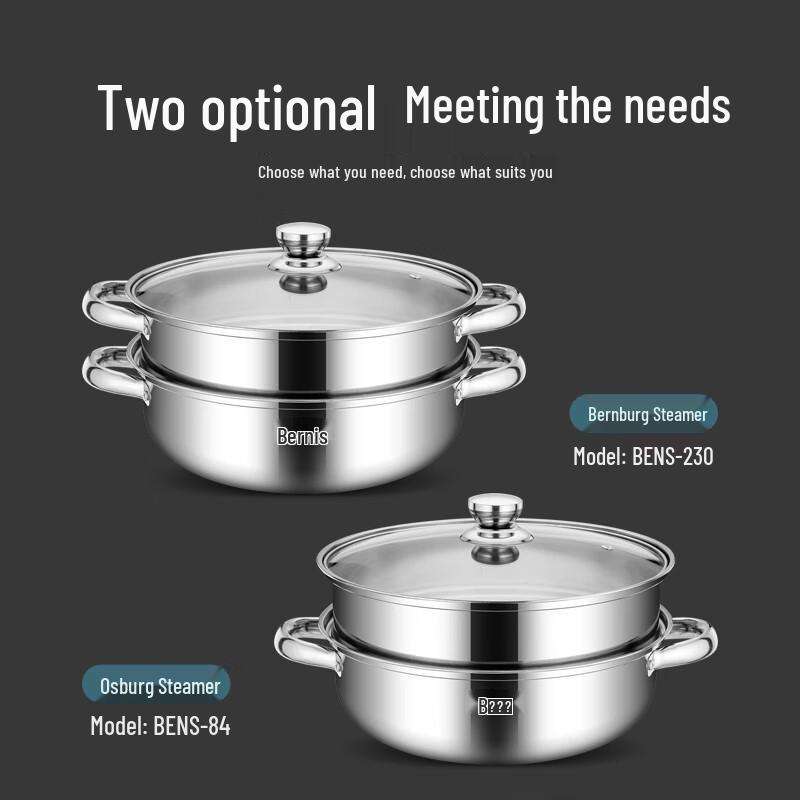 Boernis 28cm Stainless Steel Double-Layer Steamer Pot