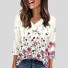 Women's T Shirt Tee Button  3/4 Sleeve Tunic Daily Weekend Fashion Basic V- Neck Regular Top