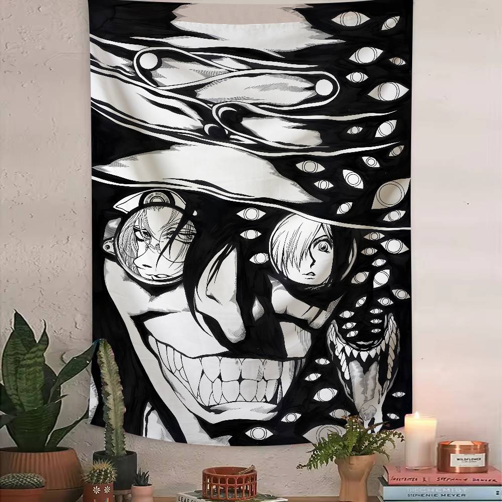 Cool Alucard Anime HHellsing Tapestry Art Printing Japanese Anime Wall Tapestry Anime Wall Hanging Home Decoration