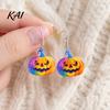 Sweet Cool Party Jewelry 1 Pair Halloween Earrings for Women, Colorful Pumpkin Dangle Non-fading Scratch-resistant Drop Earrings, Acrylic Gifts