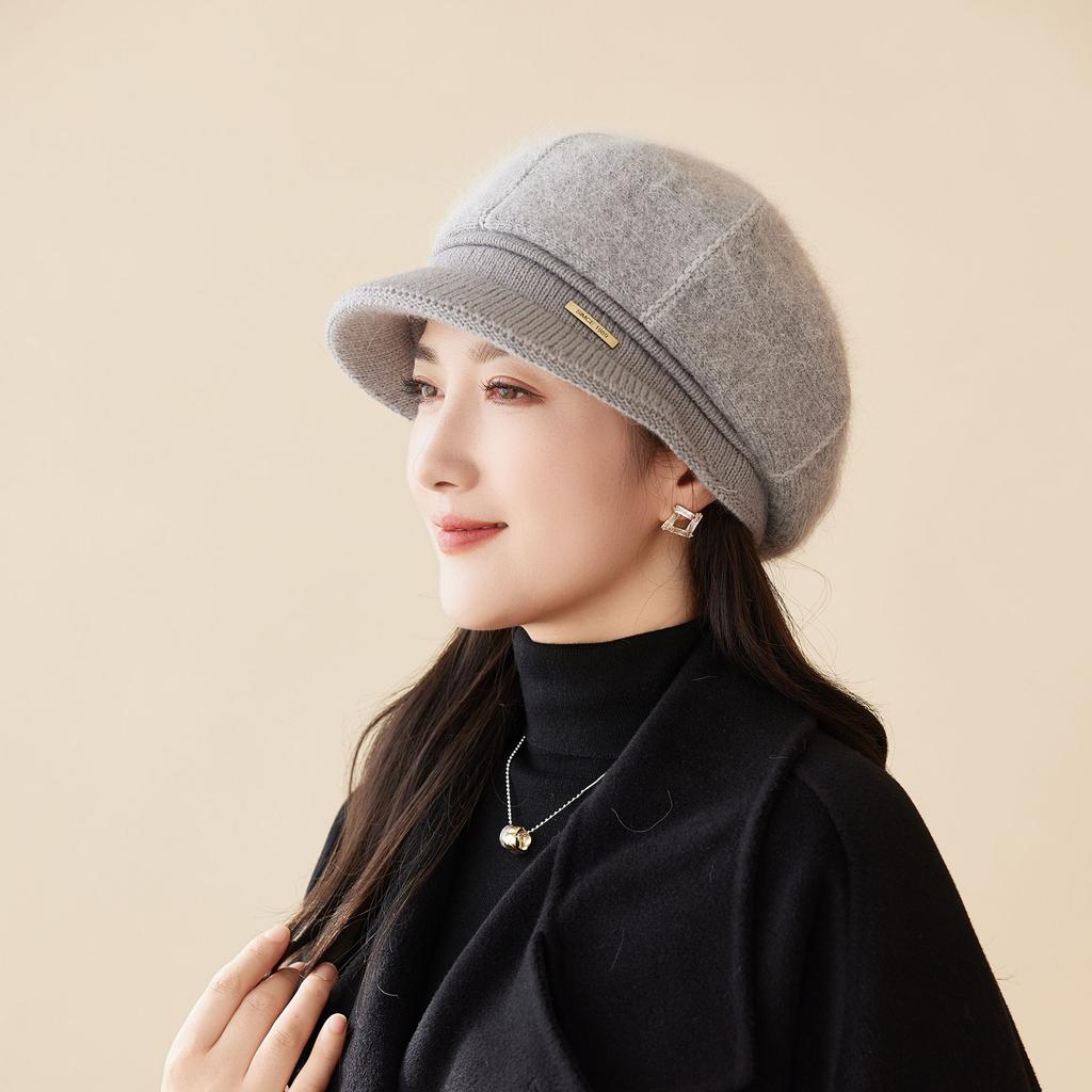 Hut Damen Gestrickte Entenzunge Baskenmütze Neu Herbst und Winter Mittelalterliche und Ältere Damen Thermomütze