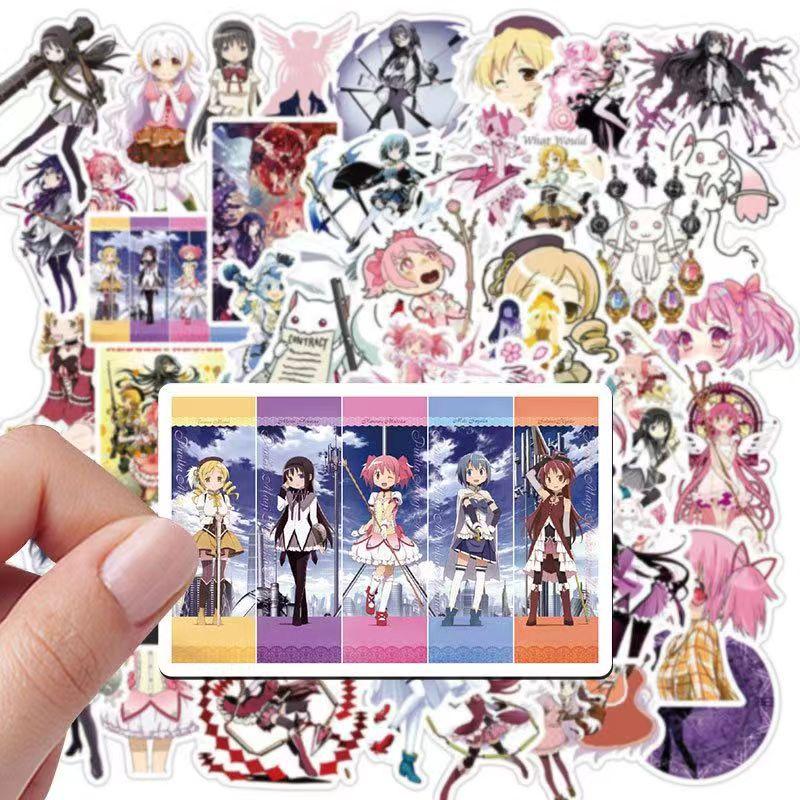 Puella Magi Madoka Magica Color Stickers, 50 Sheets (not Repeated), Waterproof and Sunscreen.