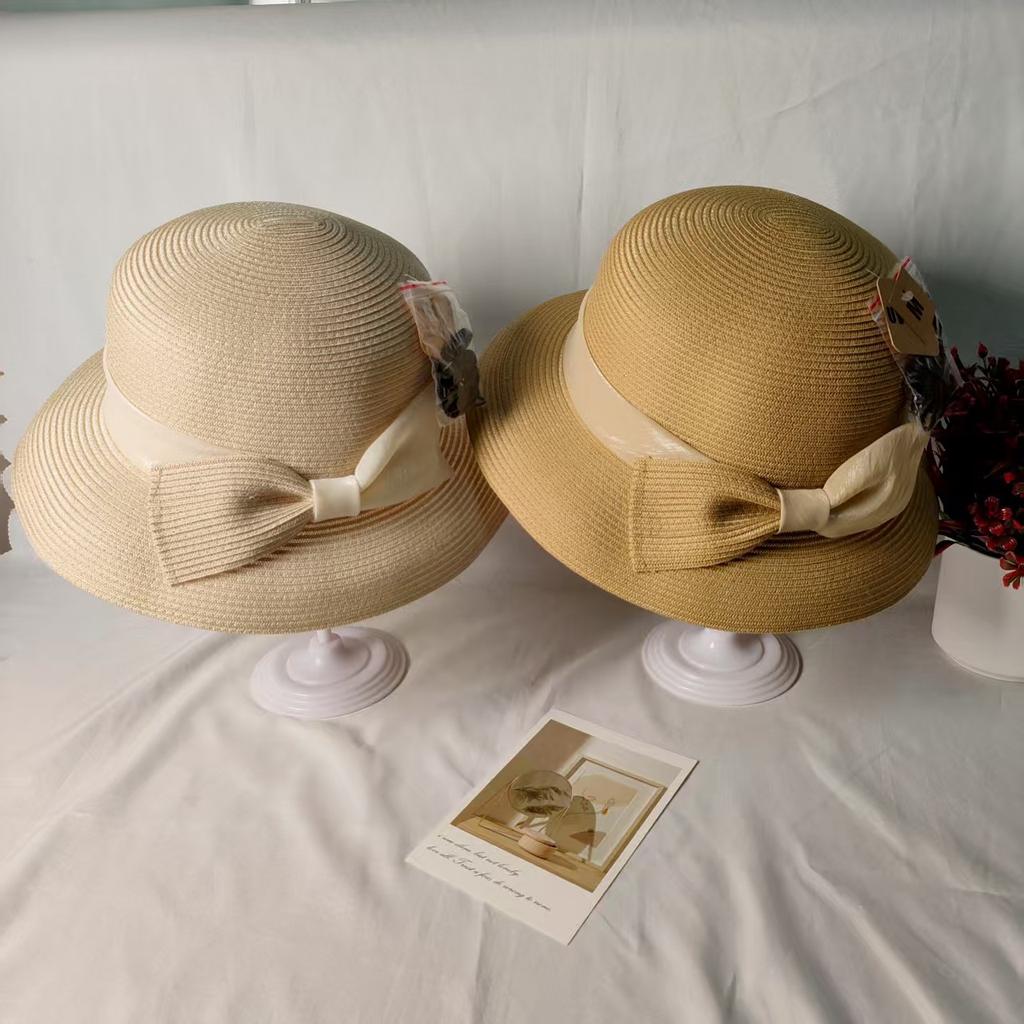 Straw hat women's summer bow straw beach hat outdoor travel sun hat new sun hat