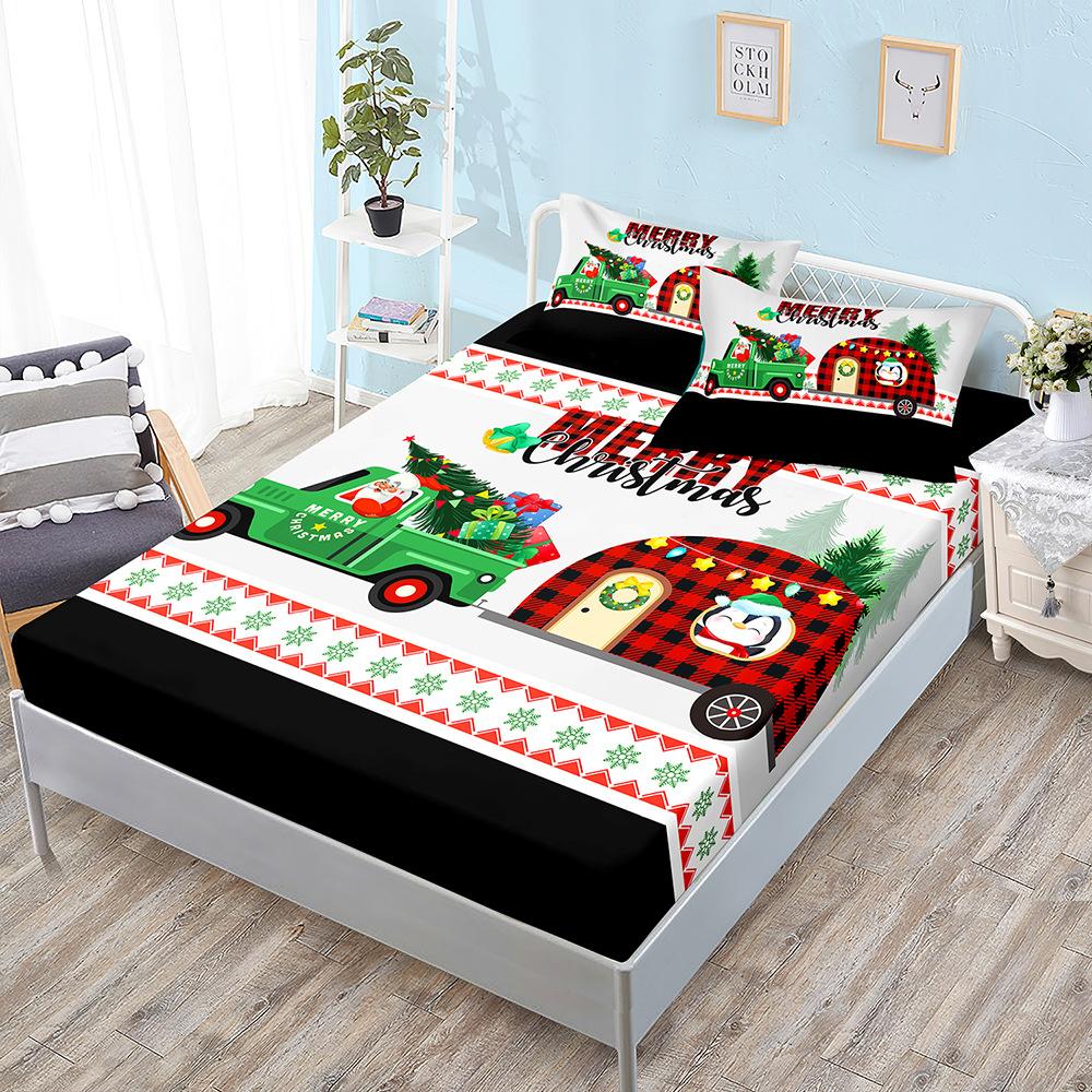 

Christmas Three-Piece Mattress Digital Printing Mattress Cover Mattress Protective Cover Sheet (100cm * 190cm * 40cm) 2pcs