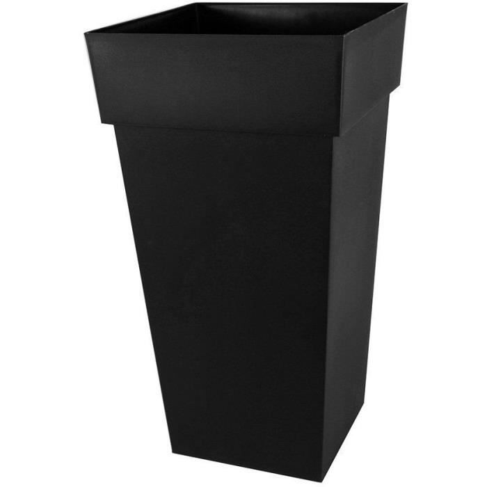 XXL Square Flower Pot 43 Cm - EDA - Tuscany - 98 L - 43.3 X 43.3 X H. 80 Cm - Anthracite Grey