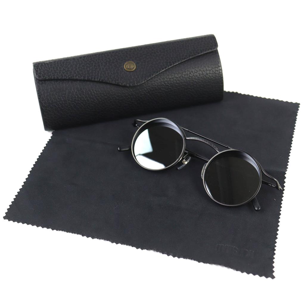 Ausgezeichnete MATSUDA Sonnenbrille Zwei Stege Rund Matt Schwarz Herren 2903H Gebraucht