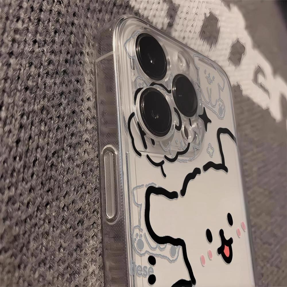 Transparent for IPhone 15 for IPhone16 Cartoon Line Dog 13 for Apple 11 Protective Cover Space Soft Case