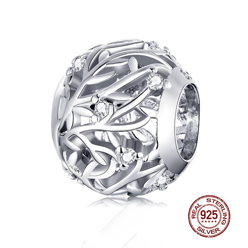 WOSTU 925 Silver Animal Cat Charm Pendant Heart Family Ladybug Bee Beads Fit Original Bracelet DIY Jewelry For Women