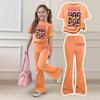 Kids Girls Casual Short Sleeve Printed Outfit Set for Play and Daily Wear