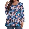Modisches lässiges Langarm-Oberteil für Damen in Übergröße mit Blumenprint Übergröße Blumenprint-Oberteil