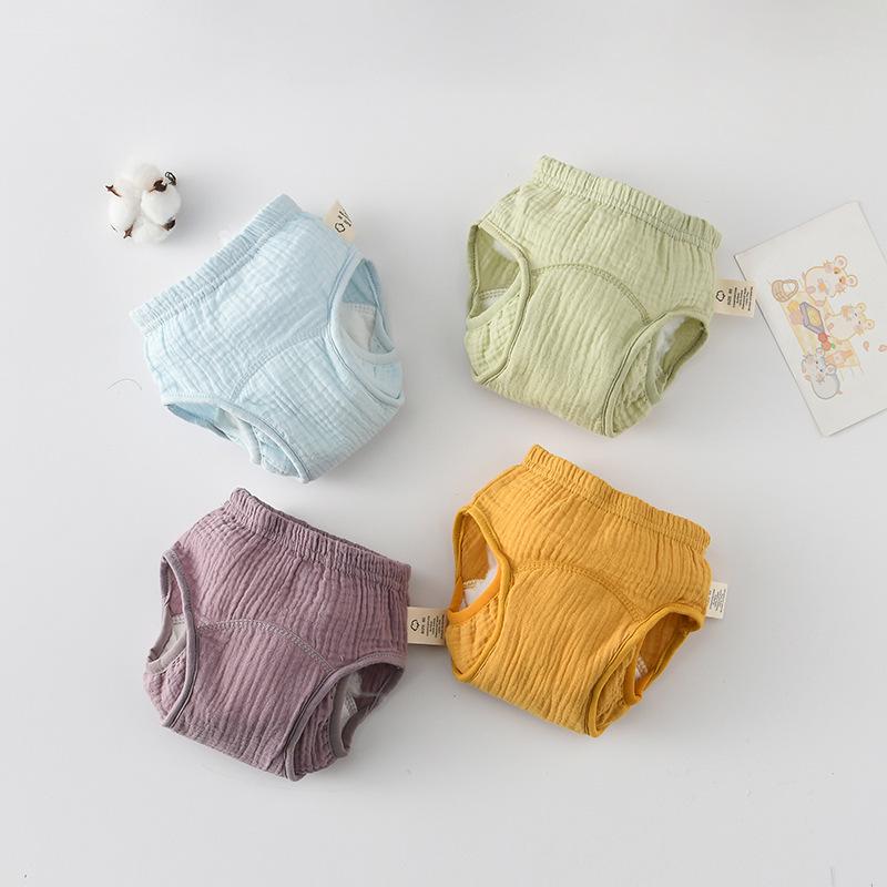 Korean Style Winged Baby Gauze Pull-up Pants: Pure Cotton Diaper Cover & Training Pants
