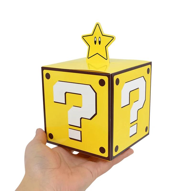 6 Stück Fragezeichen-Blöcke Geschenkbox Kinder Videospiel-Thema Geburtstagsparty Mitgebsel Süßigkeiten-Leckerli-Box Dekoration Zubehör Goody Bags 10 cm