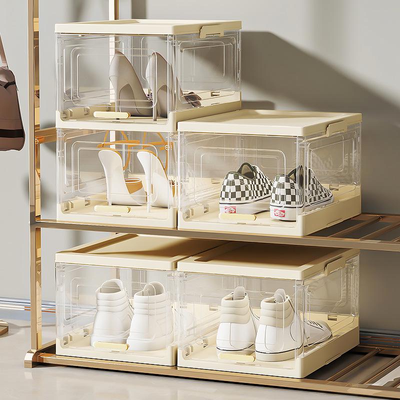 Clear Foldable Luxury Shoe Cabinet with Flip-Top Dustproof Design for Sneaker Storage