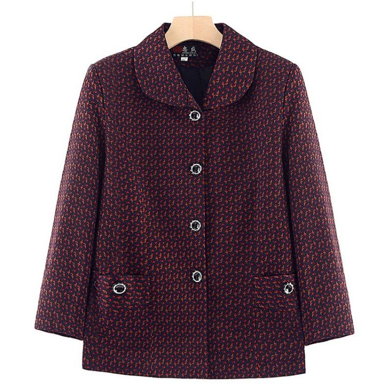 Autumn Women's Top with Lining, Year 0 Thin Coat, Old Lady Lapel Gown