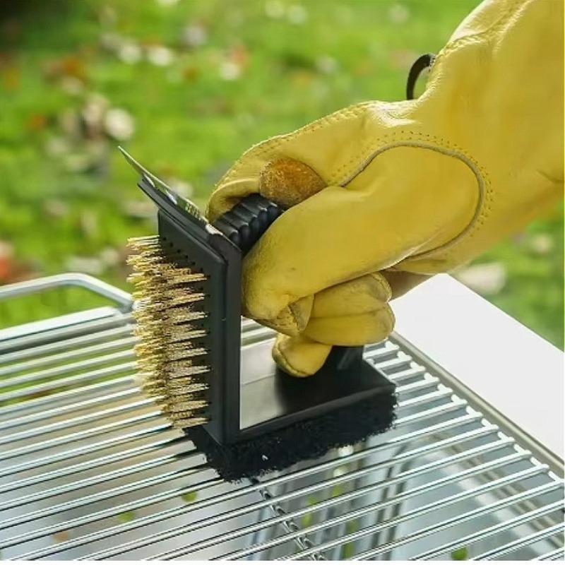 BBQ 3-in-1 Stainless Steel BBQ Cleaner Brush Multi-Functional Oven Brush for Grill Cleaning Durable Summer Camping  Wire Brush