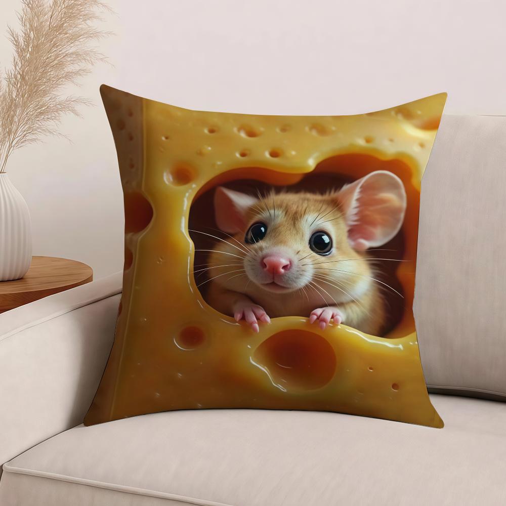 Kawaii Cute Mouse-In-Cheese Pillow Case Office Cushions Suitable For Sofa Car Bedroom Decorative Cushion Cover