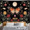 Butterfly Tapestry Moon Star Retro Floral Crystal Plant Aesthetic Tapestries for Bedroom Night Sky Room Decor Tapestries Wall