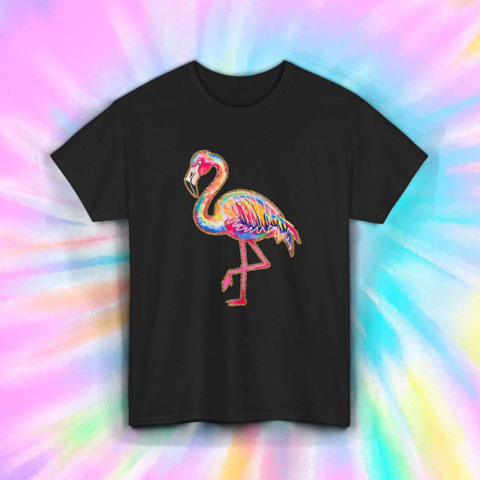 Flamingo Shirt Colorful Tropical Bird Beach Summer Vacation Graphic Tee S-5XL XXXXL