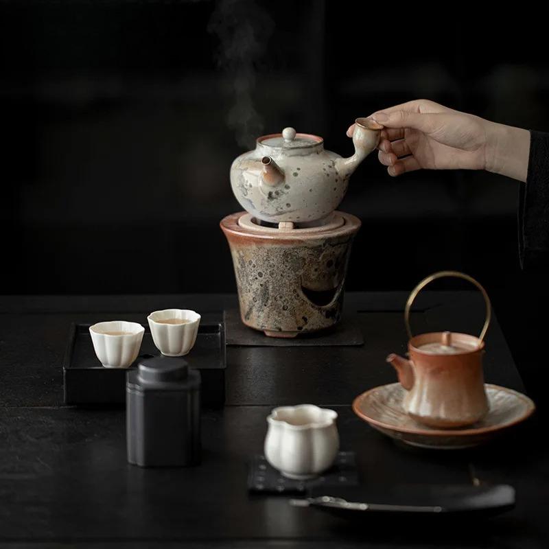 Ink Wood-fired Porcelain Tea Warmer Holder Candle Heater Stove Kettle Stand Boiling Water Carbon Furnace Teaware Accessories