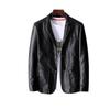 Men's Slim Fit Leather Jacket with Fleece Lining – Korean Style Lapel Suit for Autumn/Winter