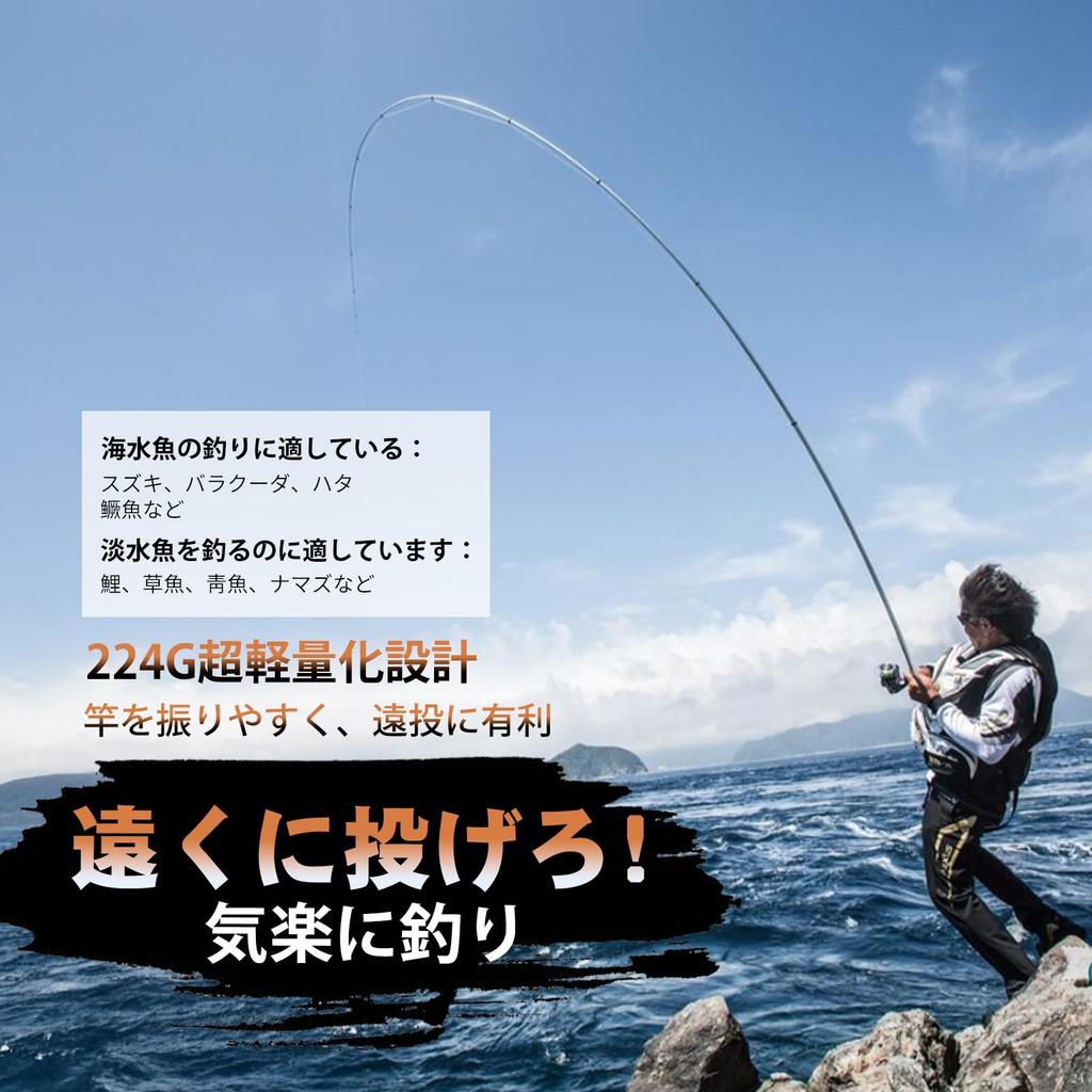 GOTURE Xceed Spinning Rod Compact Egging Sea Bass Blue Fish Squid Fishing Sea Fishing L Fishing/Boat Fishing/Freshwater 80l-s 2.4m (8ft) [Product]