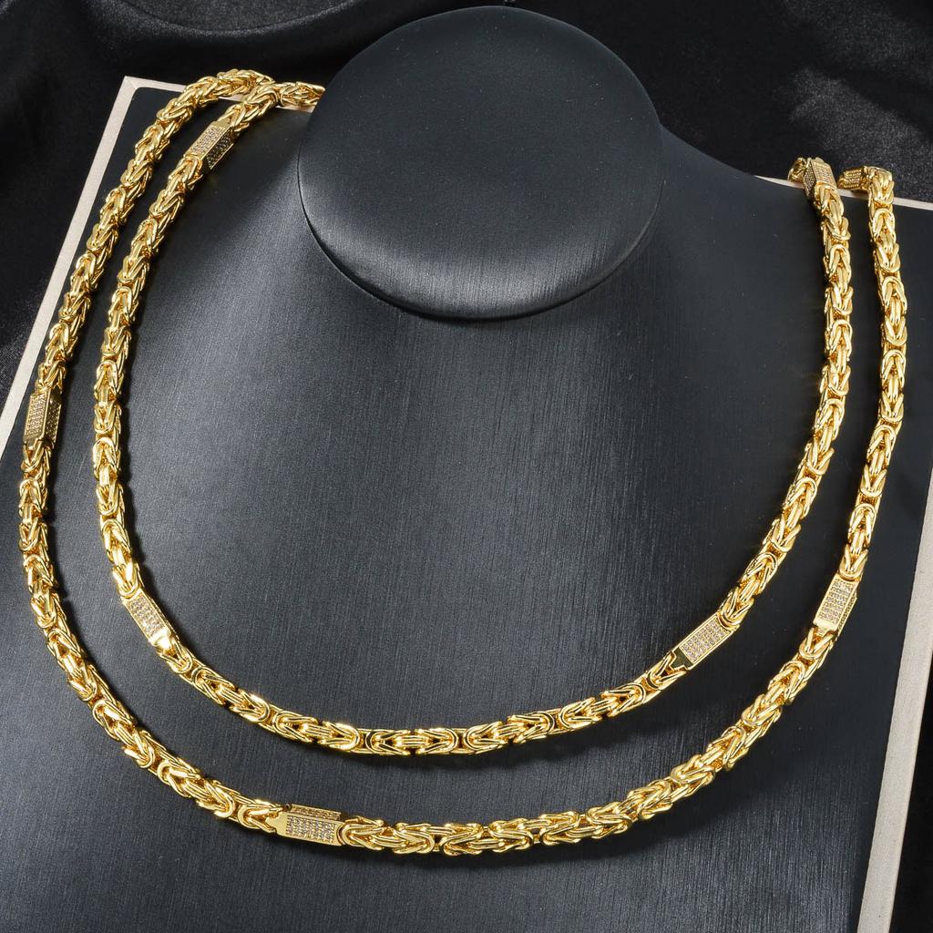 Collar de Oro Chapado para Hombre y Mujer de Dubái Trenzado Multicapa Tridimensional Circonita Joyería para Fiesta Hip-Hop