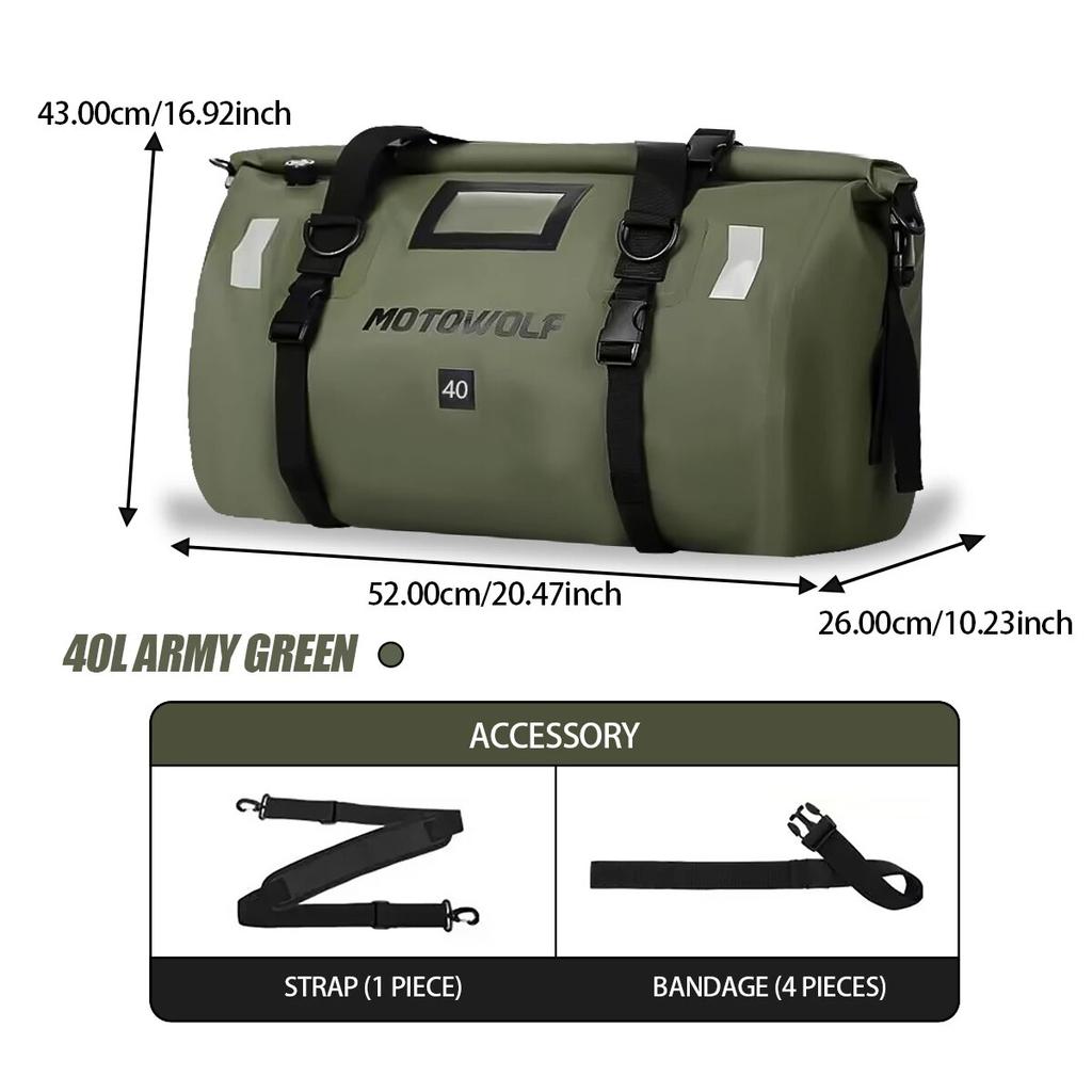 Universal 40L 66L Motorrad wasserdichte Hecktasche Helm langlebige hintere Moto Sitztasche hohe Kapazität Reiten Motocross Outdoor-Tasche