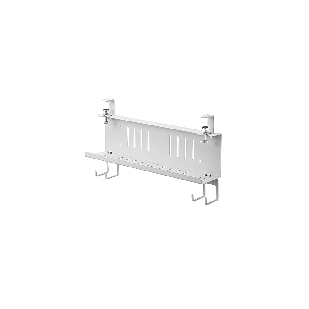 Sanwa Direct Cable Tray, Under-Desk Clamp with Magnetic Screws, Cable and Power Strip Storage,