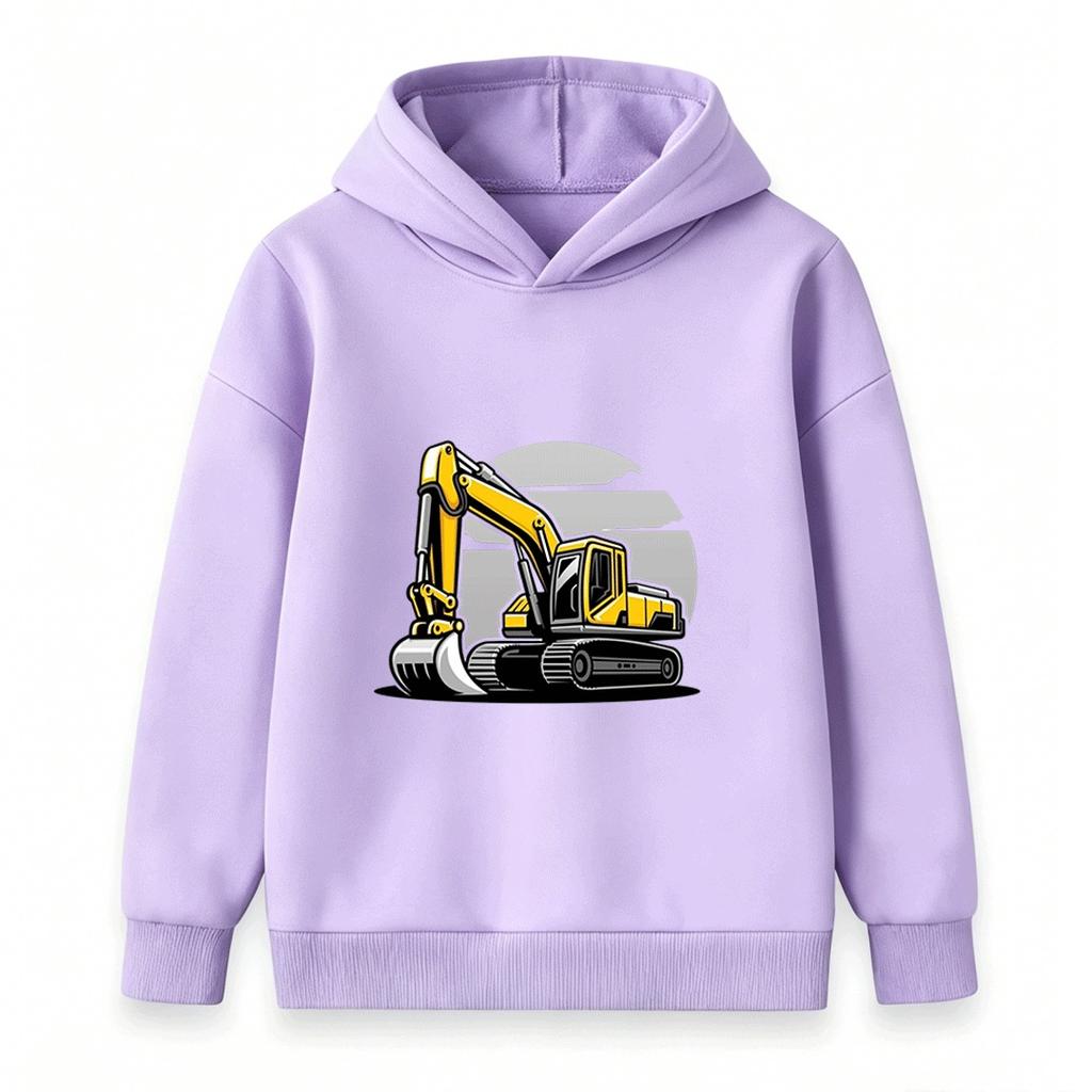 Kids Boys Girls Excavator Print Pullover Hoodie Casual Long Sleeve Warm Sweatshirt for Toddlers