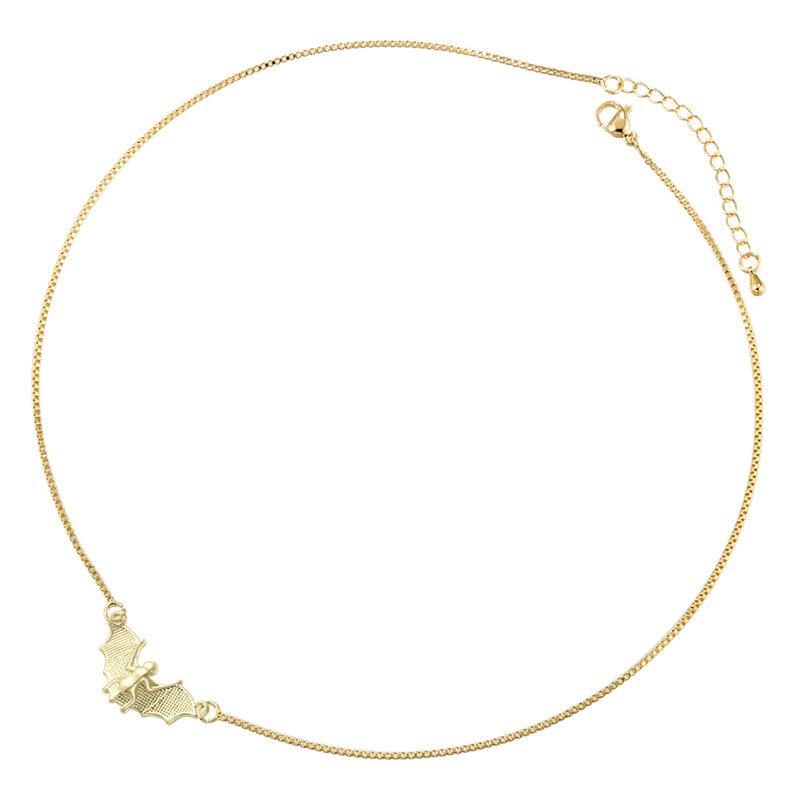 Дизайн Медная Позолоченная Подвеска Летучая Мышь Женская Личность Веселая Забавная Хэллоуин Ключичная Цепочка Vl713