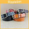 Style Womens Retro Waist Belt Flower Print Metal Pin Buckle Decoration Dress