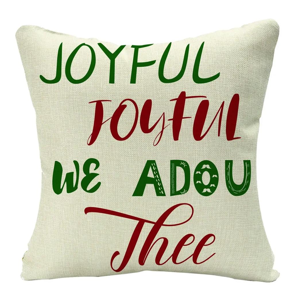 2022 Merry Christmas Home Decor Cushion Cover 45x45cm Cute Animals Cartoon Printed Throw Pillow Cover Xmas Decorative Pillowcase