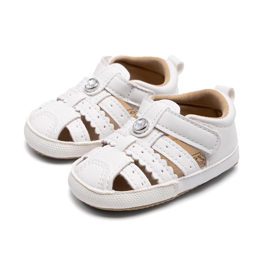 Infant Girls' Non-Slip Closed Toe Sandals (0-1 Year) with Soft Sole & Velcro