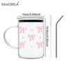 1PCS 1000ML Bow-Knot Glass with Lid and Straw Handle High Borosilicate Glass Glass Water Cup Coffee Cup Summer Winter Drinkware