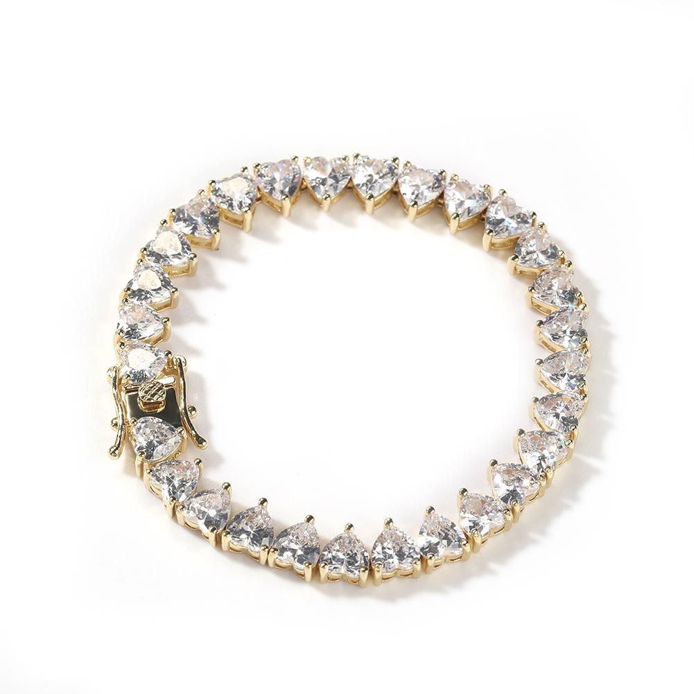 New Heart Shaped CZ Tennis Chain  Bling Delicate Bracelet Women Men Iced Out Bling Jewelry