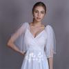 Detachable Glitter Tulle Puff Short Sleeve Cuffs, Mixed Size Pearl Beaded Sheer Arm Covers for Wedding Bridal Evening Dress