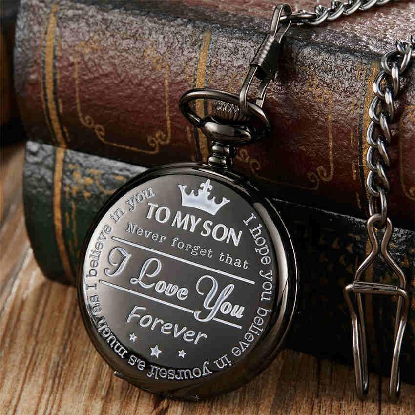 Orologio da tasca al quarzo serie Fashion To My Son I Love You, Orologio ciondolo