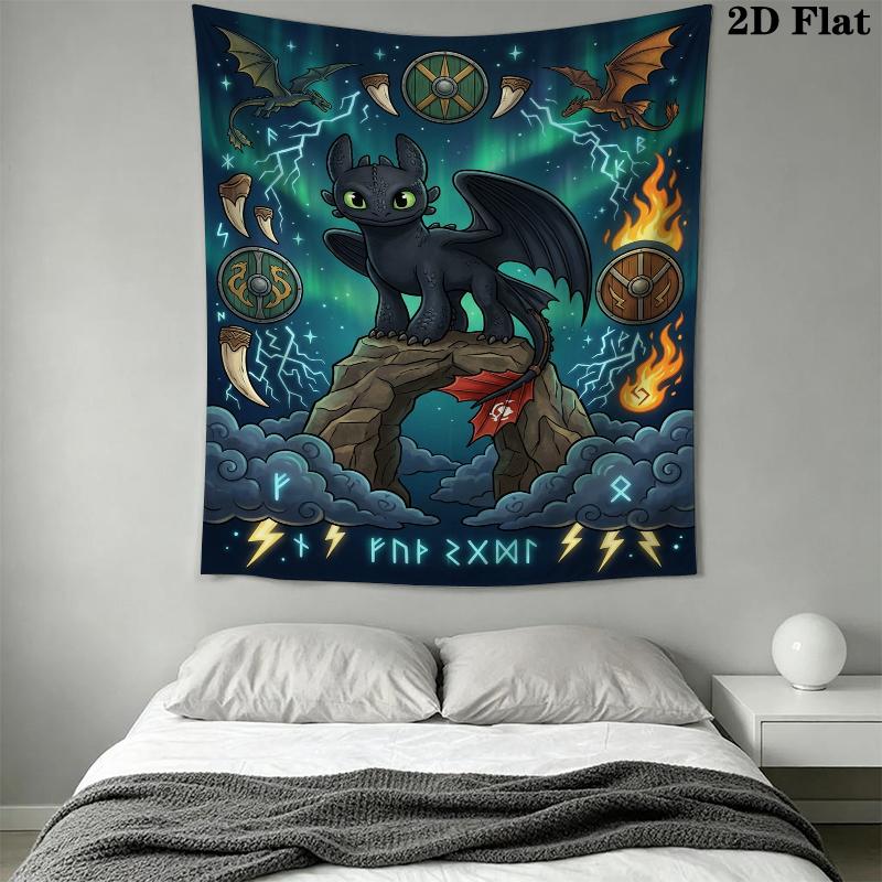 How to Train Your Dragon Wall Tapestry Aesthetic Wall Hanging Printed Fabric Blanket Decorative Tapestries for Bedroom Living Room Home Decor