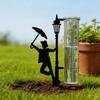 Rustproof Metal Frog Rain Gauge Stake Iron Art Glass Rain Measuring Tube  Bird Watching