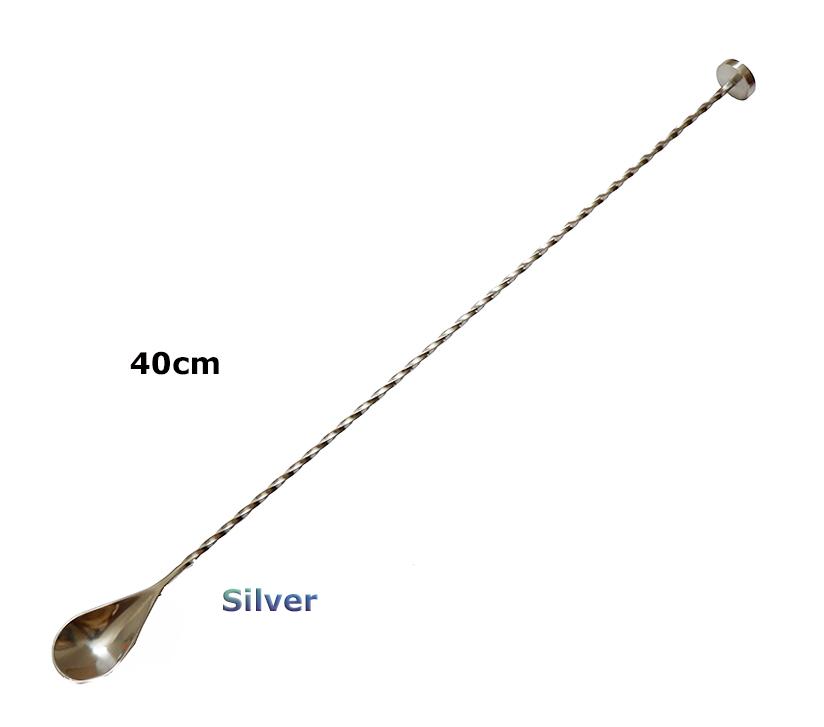 30/40cm Stainless Steel Muddler Barspoon Cocktail Spoon Mixing Spoon, Spiral Pattern Bar Cocktail Shaker Spoon Copper Plated
