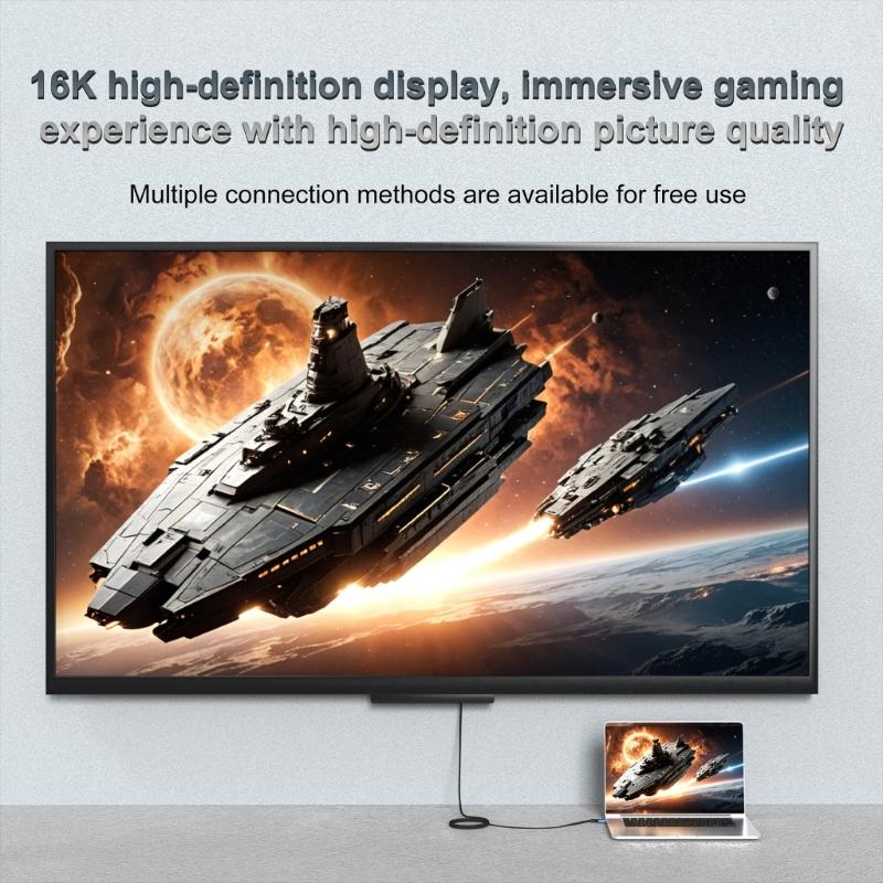16K HDTV 2.2 Cable HDTV Cord Support 16K@60Hz Video Connection Braided Cable for TV PC Projectors Consoles Accessories