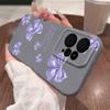Purple Bowknot Print Leather Texture TPU Matte Case For Xiaomi 13T Poco X6 M6 Redmi Note 14 Pro 13 12 11 Lens Protection Soft Shockproof Phone Cover
