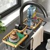 Kitchen Space Aluminum Sink Drain Rack Sponge Storage Faucet Holder Soap Drainer Shelf Basket Organizer Bathroom Accessories