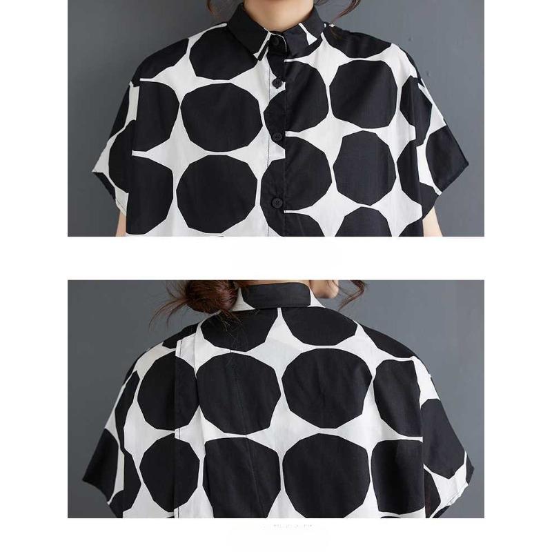 Polka Dot Print Summer Casual Two Piece Set Short Sleeve Loose Blouse Women Shirt Top Fashion Clothing Long Skirts Suit 2025