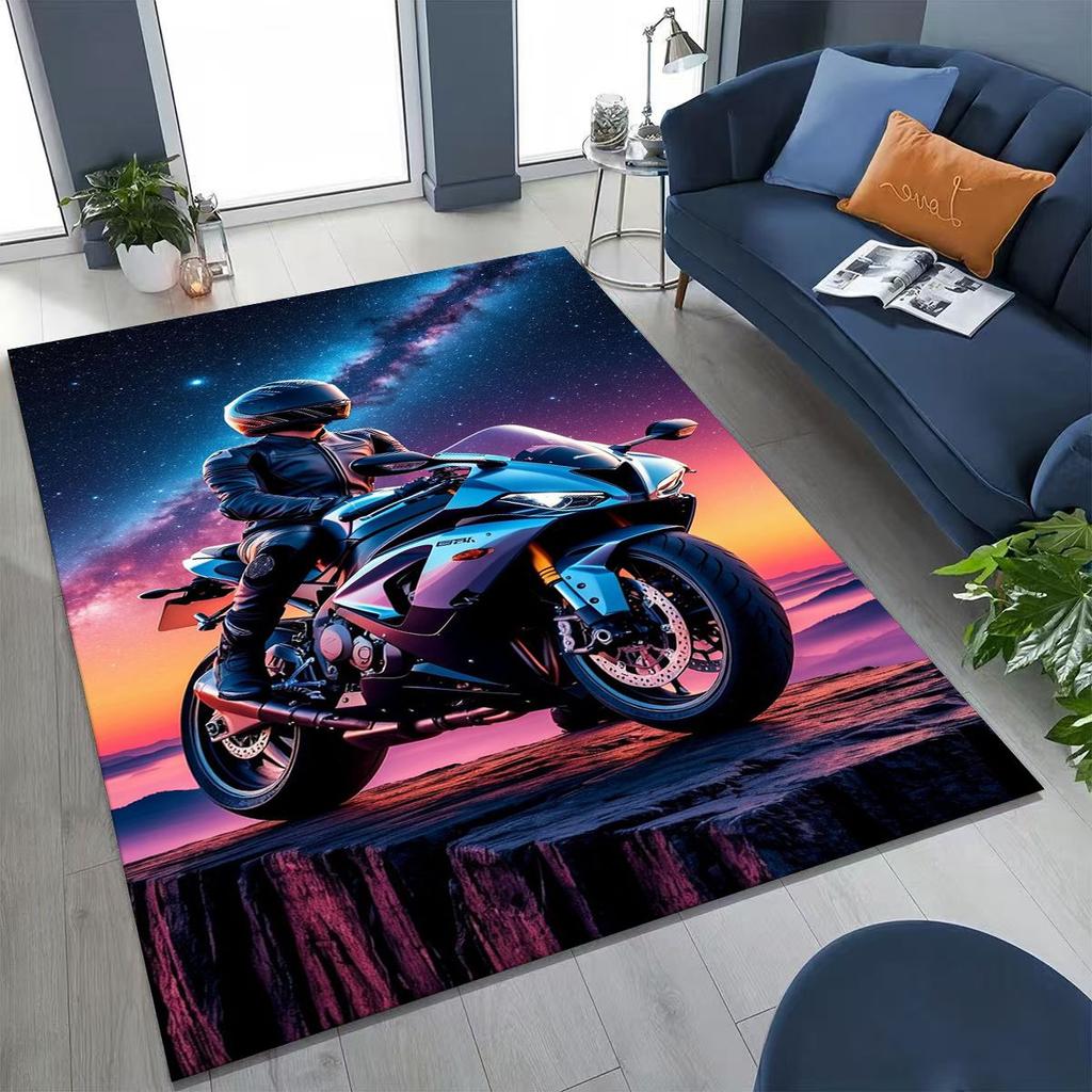 Alfombra Decorativa Personalizada para Motociclista, Motocicleta, Arte, para Dormitorio, Sala de Estar, Sofá, Felpudo de Entrada del Hogar, Alfombra de Piso Grande Antideslizante para Niños