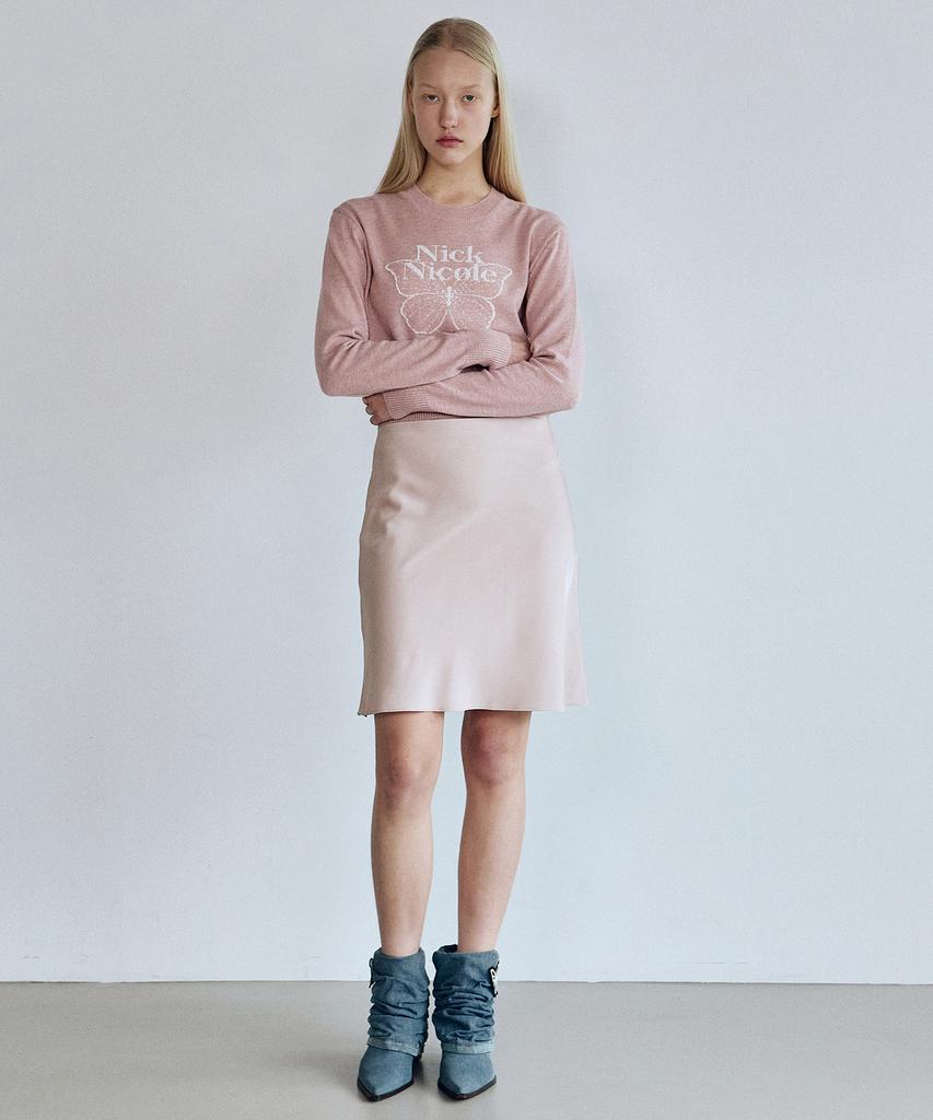 Nigaennikol Cashmere Butterfly Signature Crop Knit_Pink