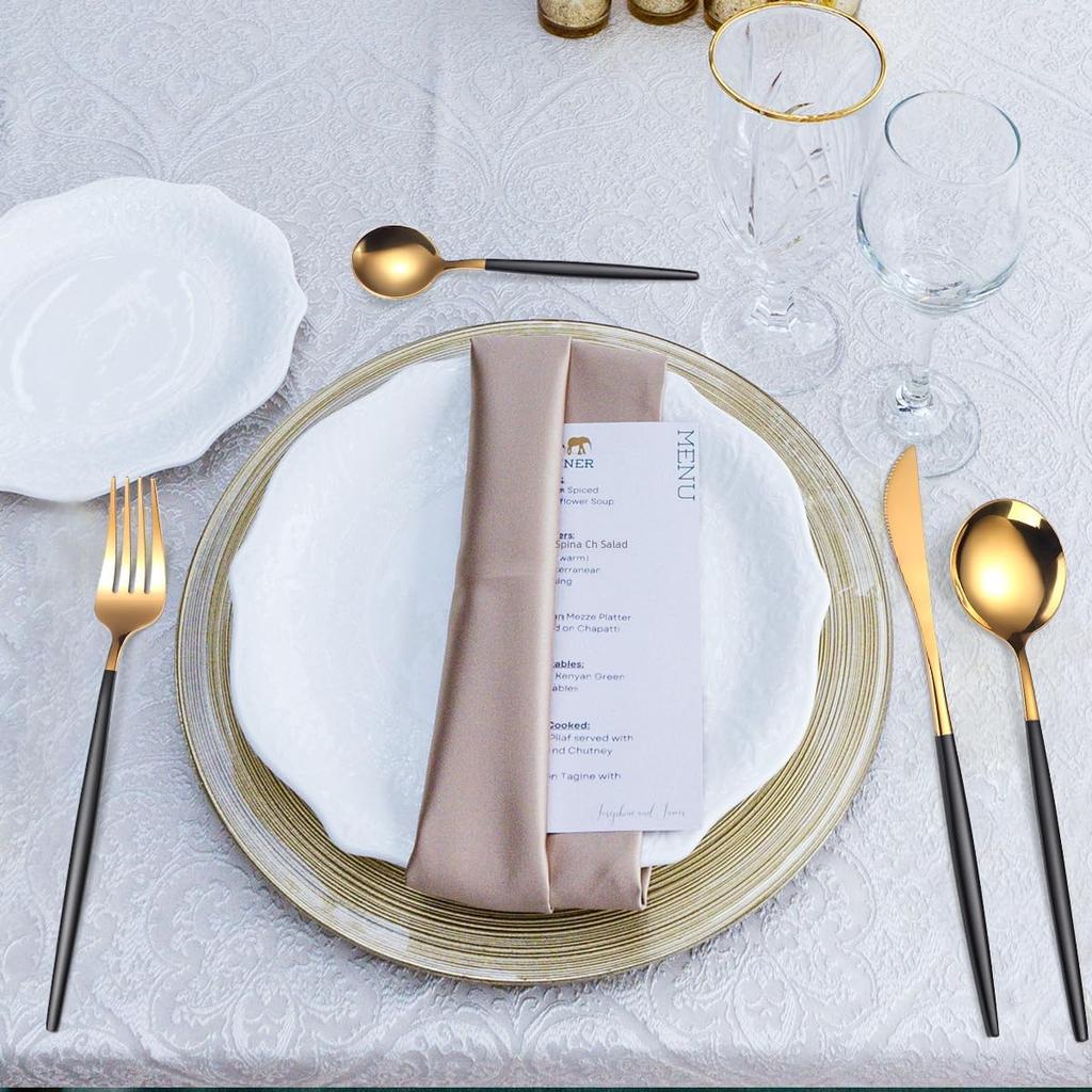 Silberbesteck Besteckset 24 Teile Edelstahl Tafelgeschirr Set Haushaltsbesteck Gabeln und Löffel Tägliche Notwendigkeiten Service für 6