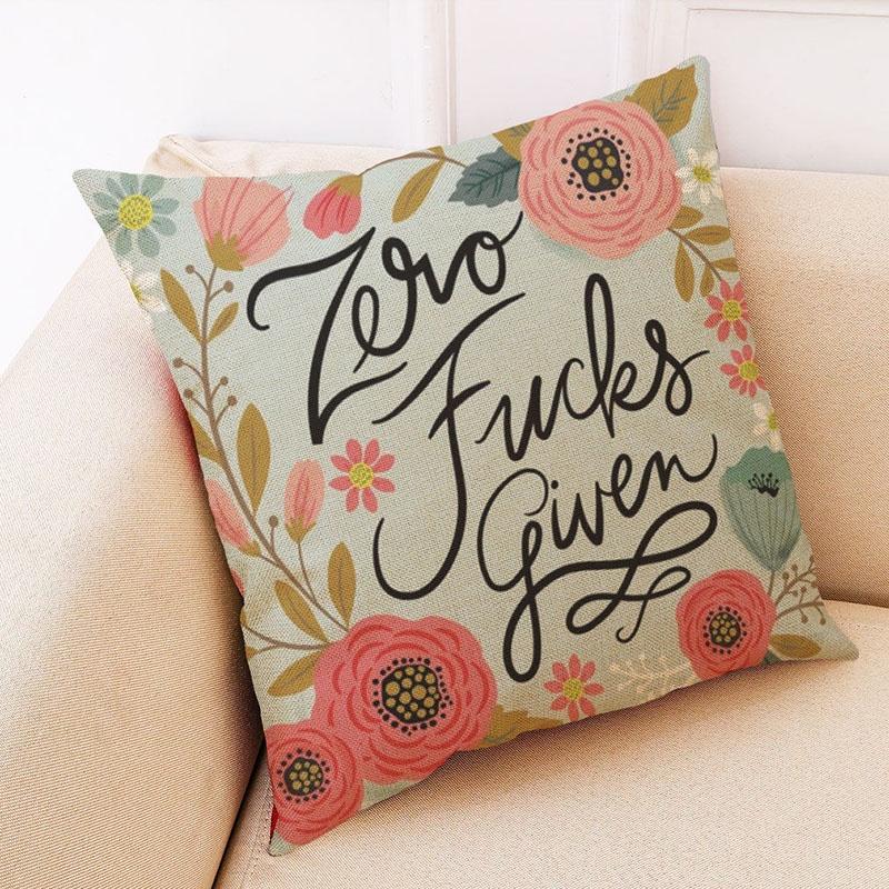 Elegant Letter Print Cotton Linen Pillow Cover For Home Car And Office Decor
