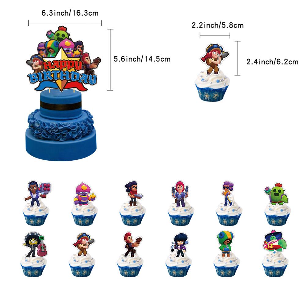 32pcs Brawl Stars Cartoon Balloon Includes Cake Toppers, Balloons, and a Banner