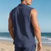 Fashionable Lapel Sleeveless Cardigan Linen Loose Simple Beach Men’s Casual Shirts